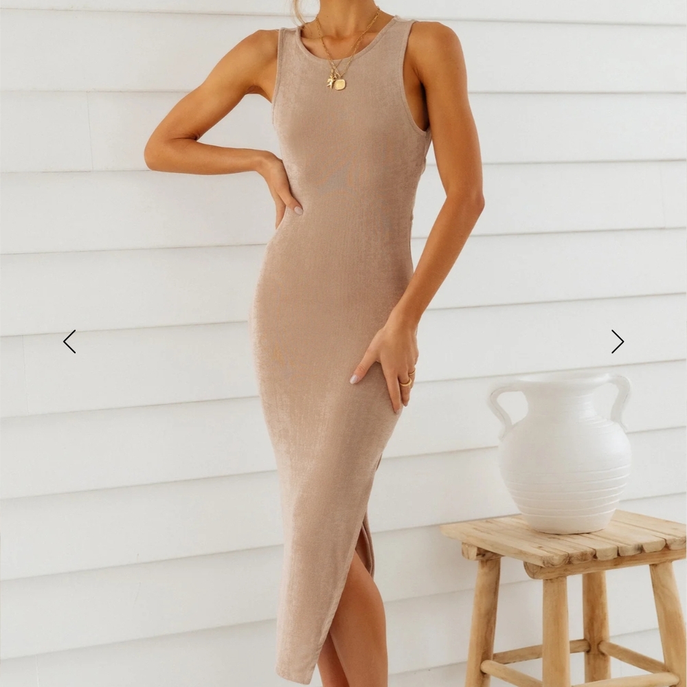 Hello Molly Tan Midi Dress